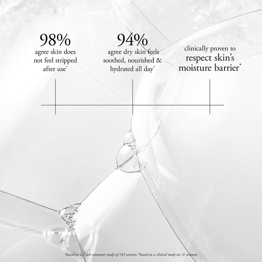 Product packaging with text about skin care benefits on a white background