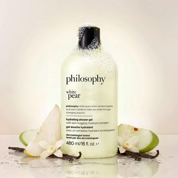 white pear hydrating shower gel