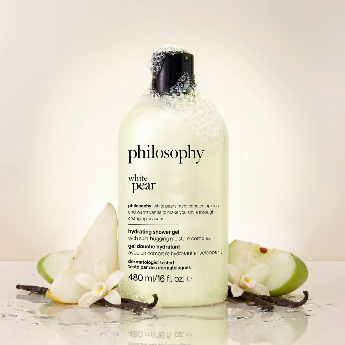 white pear hydrating shower gel